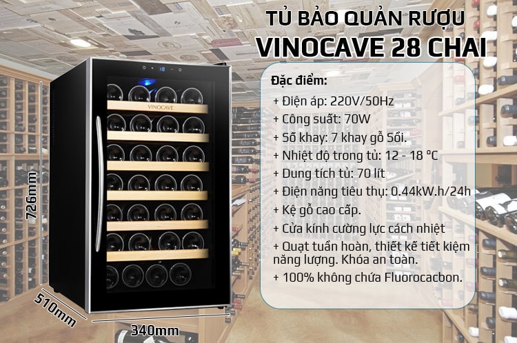 Tủ đựng rượu vang Vinocave 28 chai